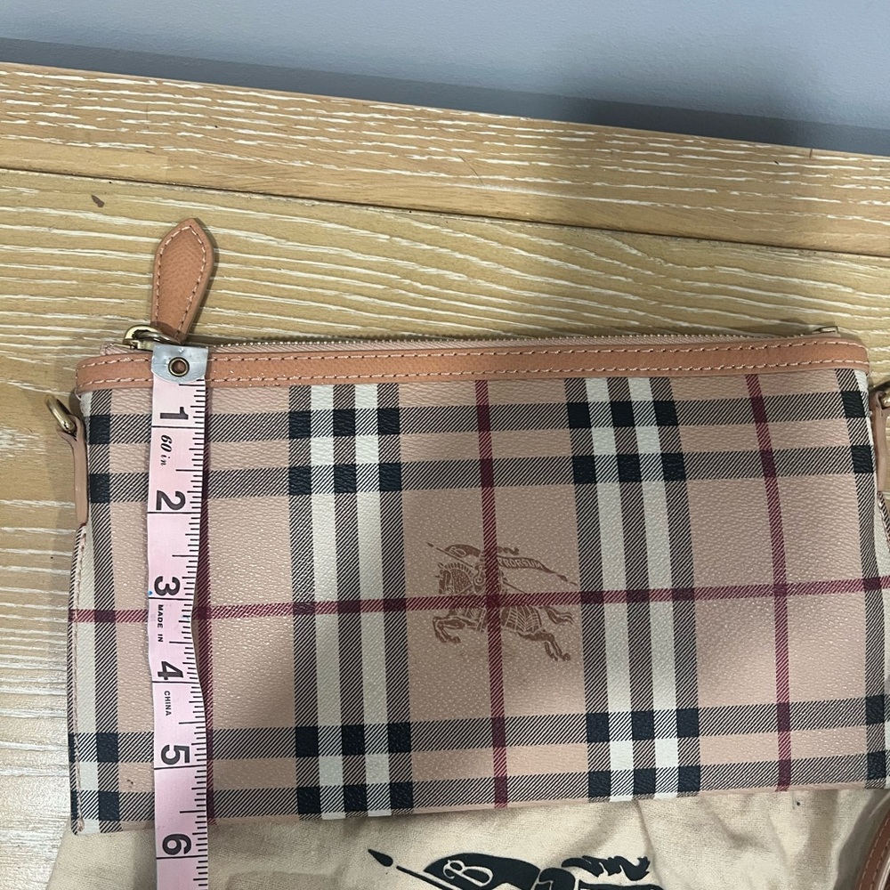 Burberry Peach/Beige Haymarket Coated Canvas Crossbody Bag - Picture 3 of 7
